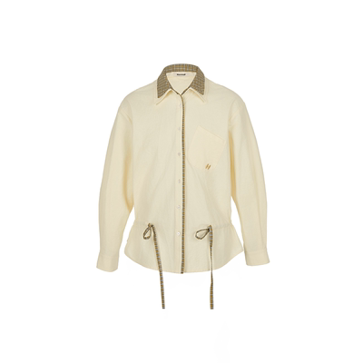 Howwell 25AW Moonmilk 双领抽绳宽松休闲衬衣
