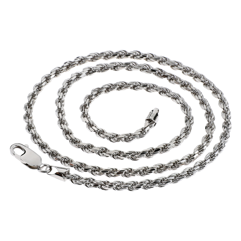 S925 silver rope chain 纯银镀白金麻花链绳项链男女细锁骨链INS