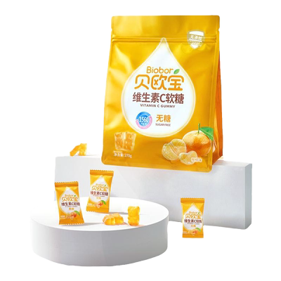 贝欧宝无糖维生素C小熊软糖宝宝营养零食0糖VC糖果水果汁qq软糖