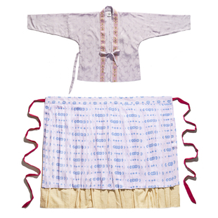 十鸢霁原创春秋宋制女童复原汉服亲子飞机袖对襟衫一片式百迭裙