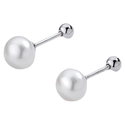 S9999纯银针螺丝拧扣珍珠耳钉