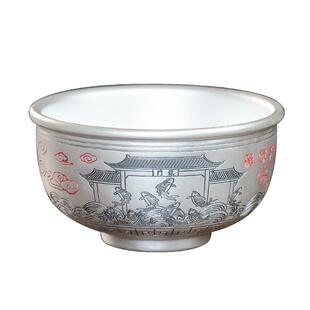 银碗999纯银家用雪花银碗食用熟银碗筷勺三件套足银宝宝餐具送礼