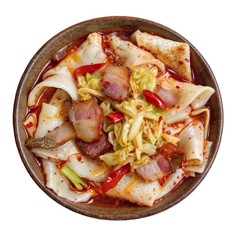 恩施利川柴火宽米豆皮搭配泡菜