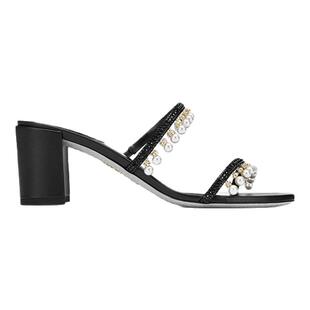 【礼物】RENE CAOVILLA CHANDELIER系列水钻女士粗跟凉鞋