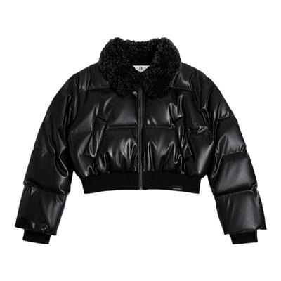 CALLEDBACK黑色毛领羽绒服