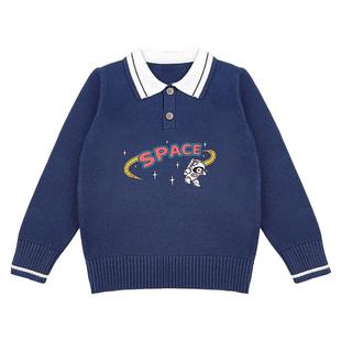 PV真维斯童装针织衫春季新款 男童宽松休闲大中童POLO领毛衣