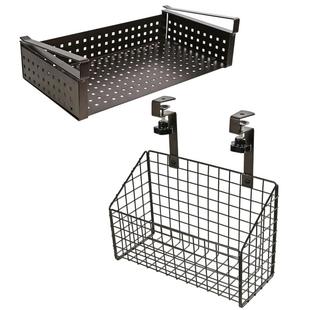 桌下置物架免打孔书本挂篮抽屉收纳盒办公室文具书桌零食铁艺神器