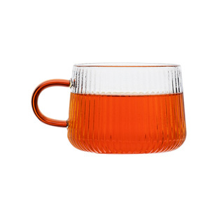 雅集茶具棱影品茶杯茶道配件锤纹带把手杯子玻璃杯水杯家用品茶杯