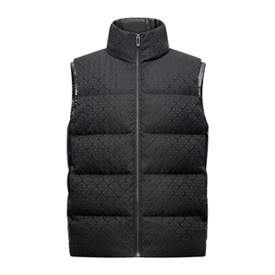 堡尼新品商务净色立领保暖马甲休闲印花短款羽绒马夹男ES780M51H