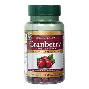 现货仓 英国Holland Barrett荷柏瑞蔓越莓100粒呵护女性私密健康