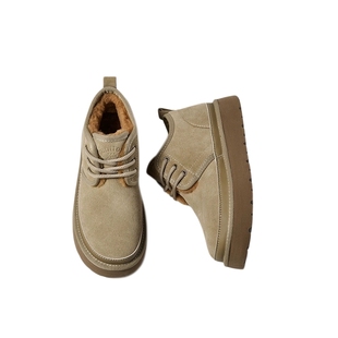 HauttonJeans东北雪地靴男款加绒加厚棉鞋冬季新款真皮马丁靴男靴