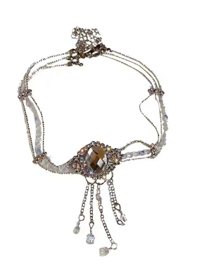 女团水钻水晶米珠多层颈链