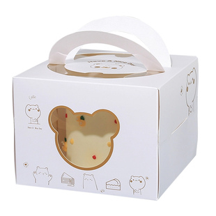 烘焙包装盒4寸6寸8寸生日蛋糕盒慕斯手提开窗盒子加厚白卡底托