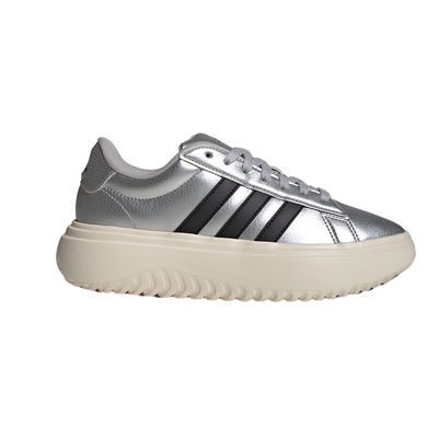 adidas阿迪达斯厚底网球鞋2026春女亮银色运动休闲鞋板鞋 IH9110
