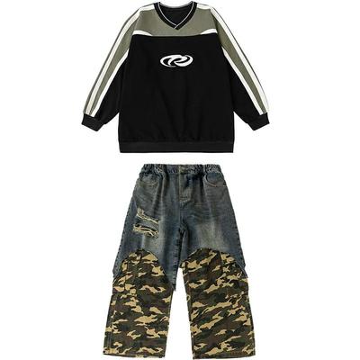 男女童嘻哈街舞长袖卫衣牛仔长裤