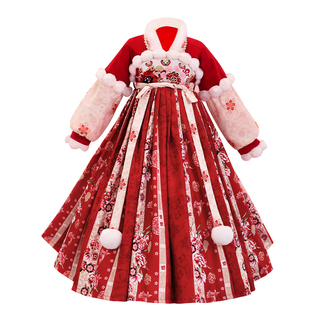 女童国风马面裙秋冬装汉服儿童装2026新款冬季套装过年新年拜年服