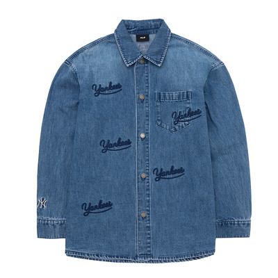 MLB情侣牛仔外套男女长袖衬衫