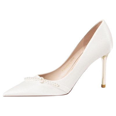 高跟鞋公主风串珠2025年白色法式