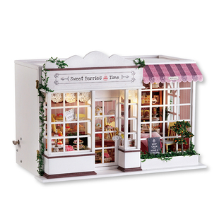 智趣屋diy小屋甜蜜浆果时光面包店手工房子模型玩具场景生日礼物