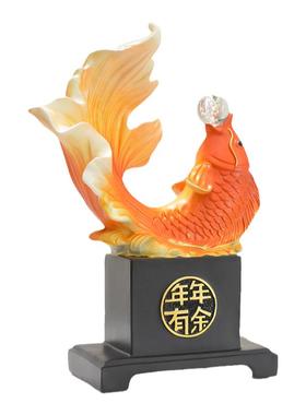 年年有余锦鲤鱼办公室桌面招财摆件酒柜玄关如鱼得水开业装饰礼品