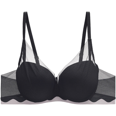 安莉芳专柜新品薄荷曼波无痕网纱性感文胸女小胸聚拢内衣EB00804