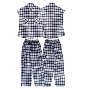 街舞儿童潮服六一啦啦队hiphop宽松演出服小学生嘻哈套装格子裤子