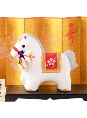 马年摆件日本药师窑手绘治愈系