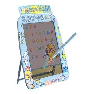 B.Duck小黄鸭儿童彩色透明液晶画板手写板手绘板电子含支架小黑板