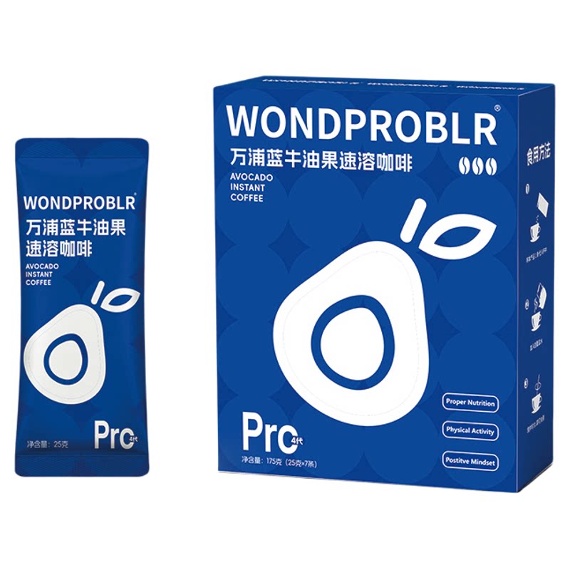 万浦蓝pro4速溶咖啡绿原酸益生菌PQQ EGCG白芸豆成人早晚代餐饱腹