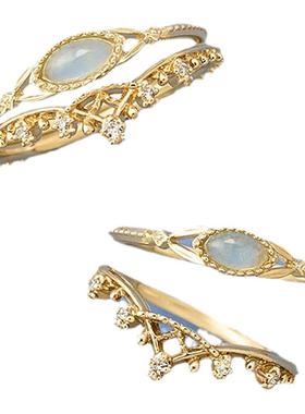 nojess新款天然石戒指女日系轻奢