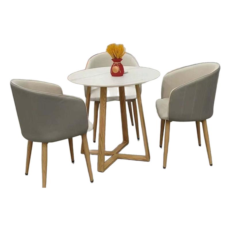 轻奢岩板小圆桌子售楼处4S店会客休闲区接待洽谈桌椅组合阳台餐桌