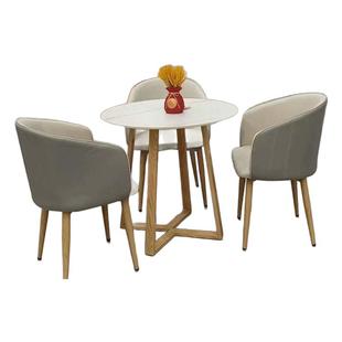 轻奢岩板小圆桌子售楼处4S店会客休闲区接待洽谈桌椅组合阳台餐桌