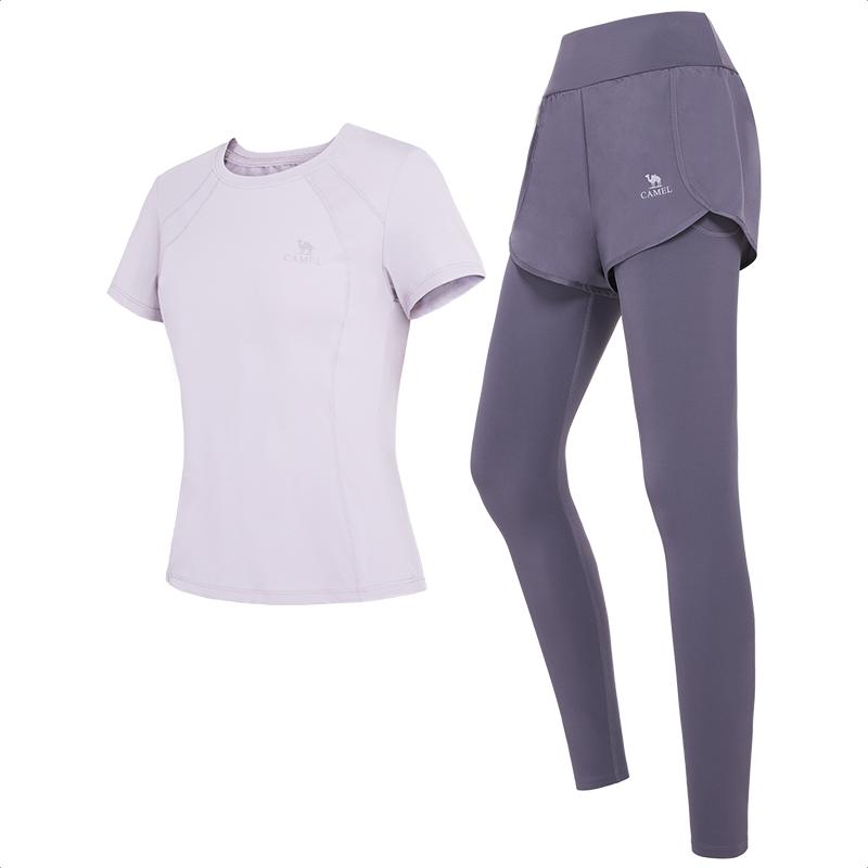 駱駝瑜伽服套裝女跑步休閑兩件套