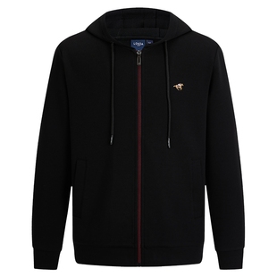 LONDA伦德马 2025年秋冬男士连帽卫衣商务休闲宽松刺绣上衣长袖