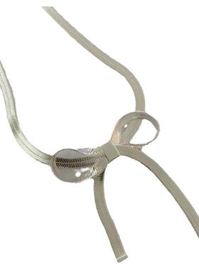 小众设计感蝴蝶结蛇骨链刀片银