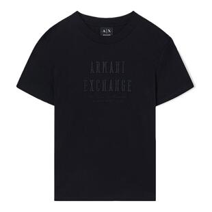 ARMANI EXCHANGE/阿玛尼春夏新款女士圆领短袖正肩刺绣纯棉薄T恤