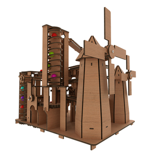 达克熊木质迷宫建筑模型DIY手工拼装儿童益智玩具新中式搭建艺术