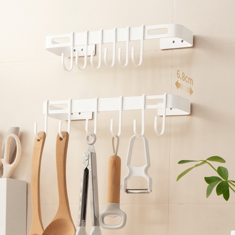 纳川厨房壁挂收纳挂架免收纳挂钩置物架多功能锅盖厨具锅铲打孔勺