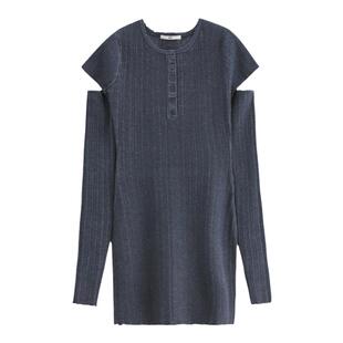 SLY 冬季废土风可拆卸修身短款针织连衣裙030GAI73-0940