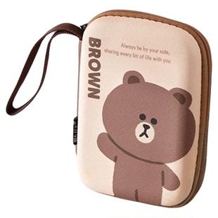 line friends布朗熊收纳包数码配件整理包数据线耳机充电器苹果手机充电线保护套收纳盒电池充电头有线耳机