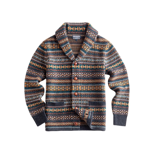 MT.Robson费尔岛重磅羊毛开衫 青果领外套夹克毛衣美式复古加厚