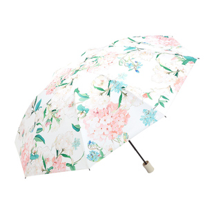 新品天堂伞印花三折五折遮阳伞黑胶防晒防紫外线太阳伞晴雨伞两用