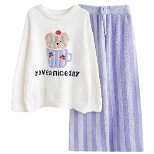 【晁然推荐】MYBODY商场同款睡衣可爱动物软乎乎半边绒保暖家居服