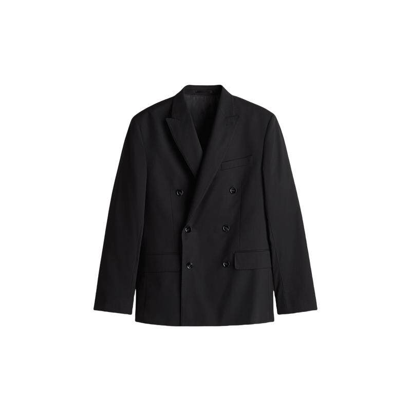 HM男装西服夏季标准版型双排扣西装上衣1261757