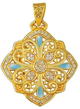 吴越老银铺足银9999宝钿吊坠女款