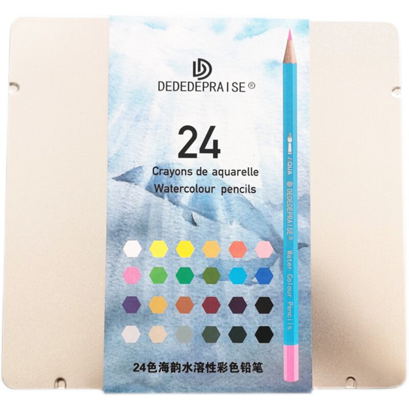 水溶彩铅高档铁盒装跨境热销绘画