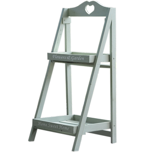 美式乡村多层折叠实木花架阶梯落地式多层简约方形置物架阳台摆件