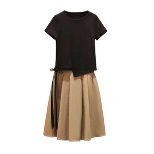 棉麻连衣裙女夏季2026年新款女装洋气女士纯棉夏装套装两件套裙子