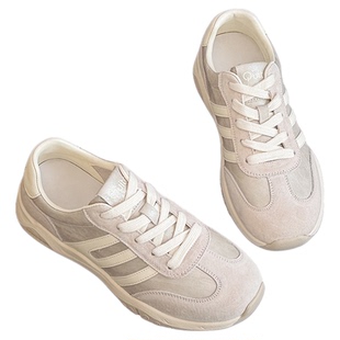 复古风德训鞋女2026新款春季百搭磨砂真皮休闲板鞋户外防滑运动鞋