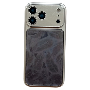 MoreRex 电镀大视窗羽毛纹ins适用苹果17手机壳iphone16promax新款15pro轻奢高级感14防摔保护套13全包17女款